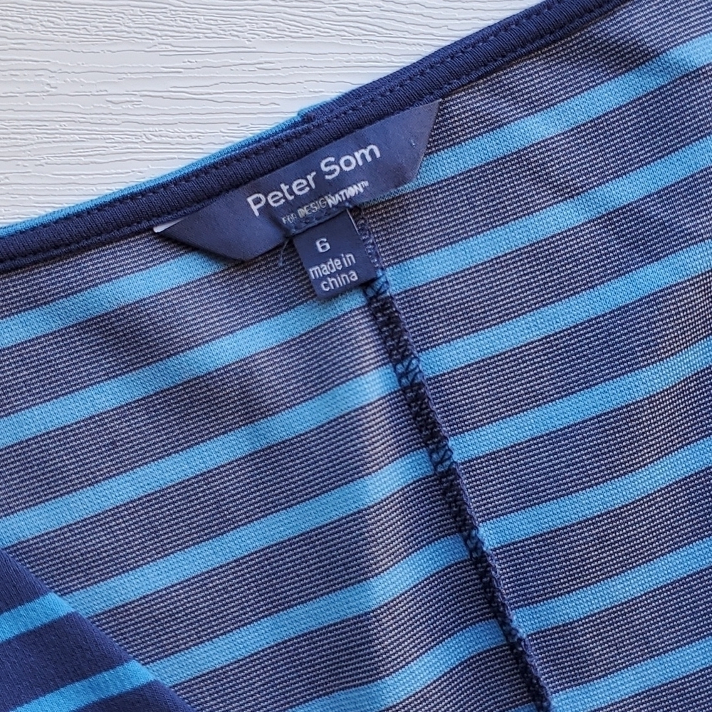 Peter Som Blue & Blue Striped Fit & Flare Dress 6 - Picture 2 of 6